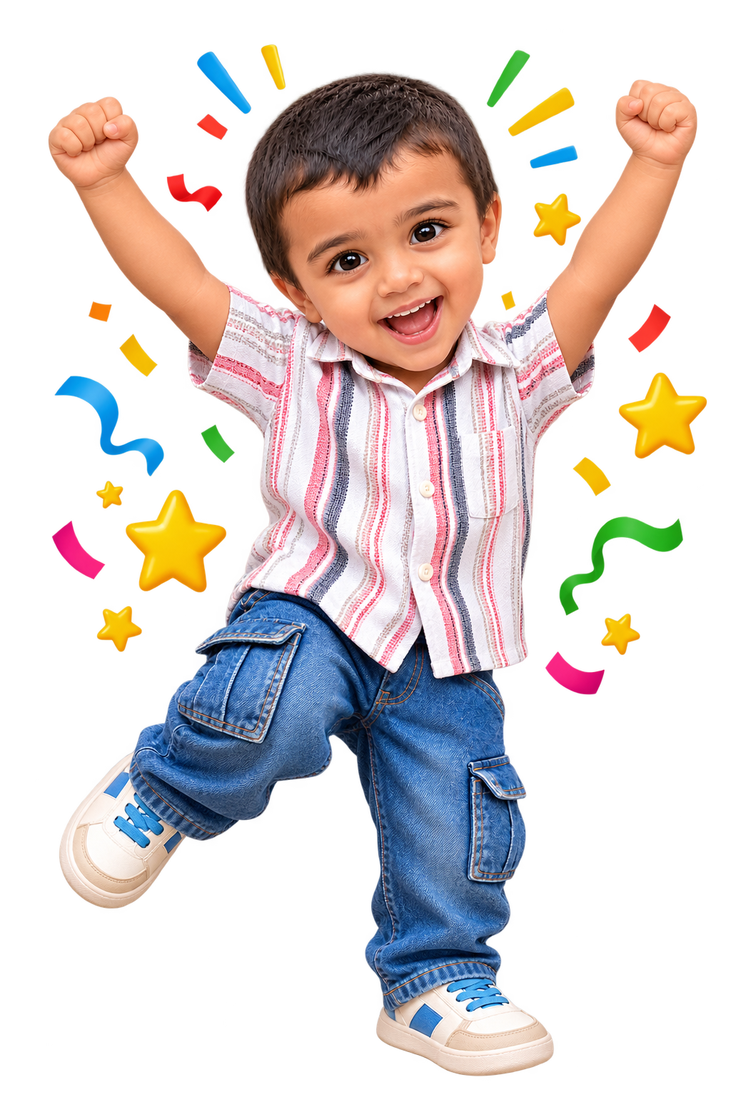 Jawwad celebrating with stars and confetti